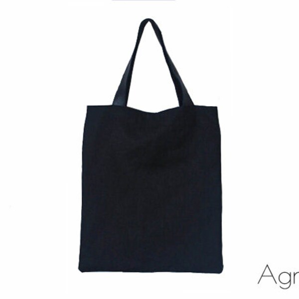 Simple Casual Black Natural Linen and Leather Tote Bag, Every Day Handbag, Shoulder Bag, Canvas Tote Bag, Shopping Shoulder Bag, Tote Bag