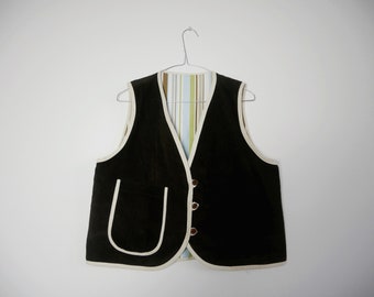 Relaxed Fit Corduroy Vest, Natural Cotton Vest, Front Button Vest, Fully Lined Vest, Waistcoat, Top