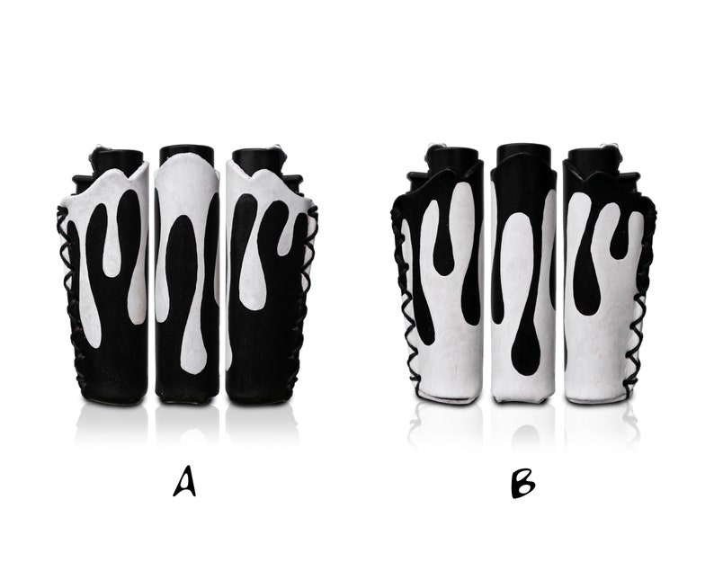Black & White Drip Hand-Painted Clipper Lighter Case 1pc image 2
