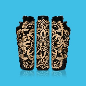 Dark Mandala Hand-Painted Clipper Lighter Case 1pc image 1