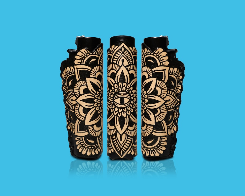 Dark Mandala Hand-Painted Clipper Lighter Case 1pc image 1