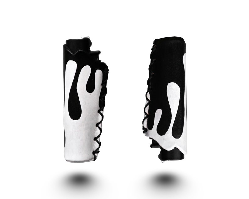 Black & White Drip Hand-Painted Clipper Lighter Case 1pc image 1