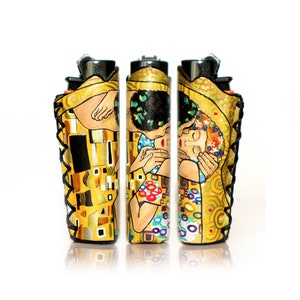 El Beso, Klimt - Estuche Encendedor Clipper Pintado a Mano - 1ud