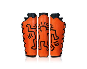 Dancing Man, Keith Haring - Hand-Painted Clipper Lighter Case - 1pc