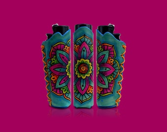 Mandala - Hand-Painted Clipper Lighter Case - 1pc