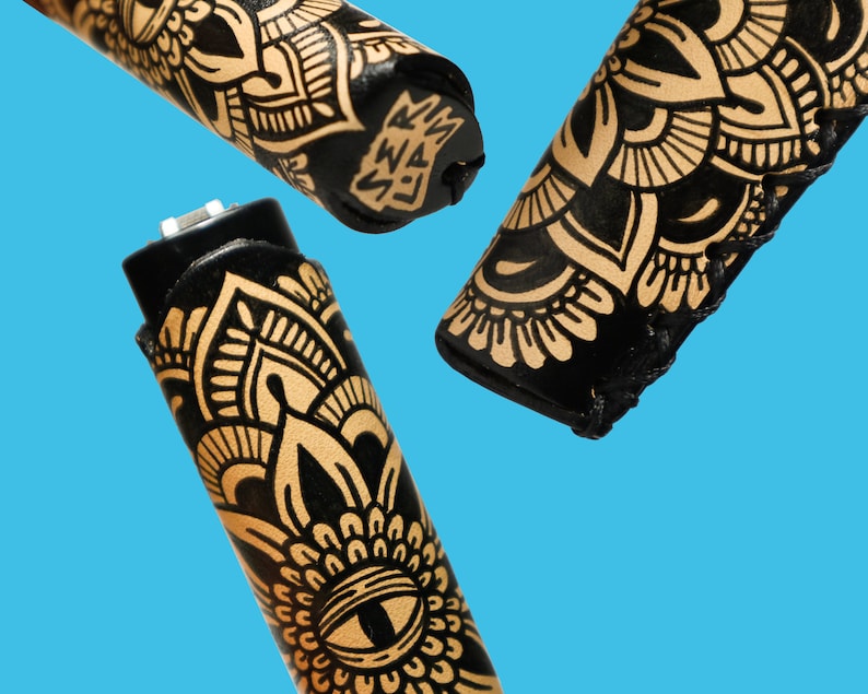 Dark Mandala Hand-Painted Clipper Lighter Case 1pc image 2