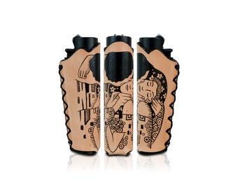 The Kiss, Klimt [minimal] - Hand-Painted Clipper Lighter Case - 1pc