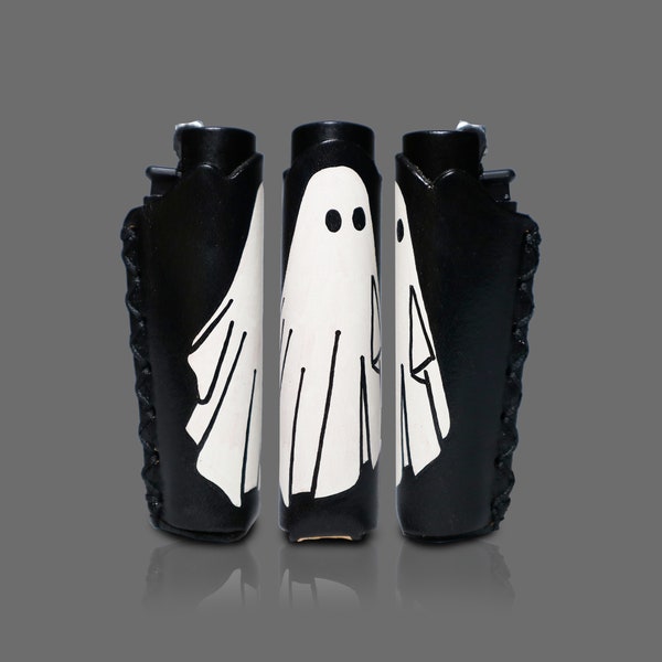 Nice Ghost - Étui pour briquet Clipper peint à la main - 1pc