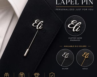Custom Lapel Pin, Personalized Name Pin, Engraved Tie Pin Badge, Custom Logo Pin, Groomsmen Gift, Business Pin