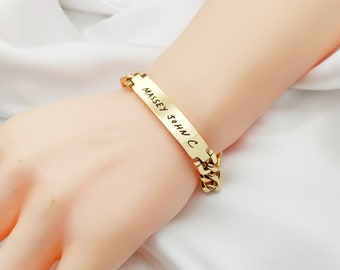 Benutzerdefinierte Männer Personalisiertes Edelstahl Armband • VATERGESCHENK • für Ihn • Erinnerung Armband Geschenk • Personalisierte Herren Armband • Trauer Geschenk