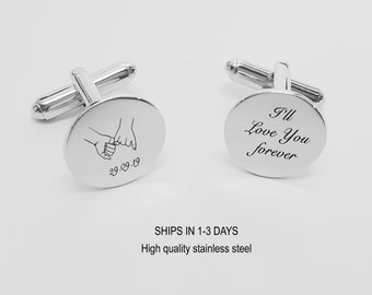 Bräutigam Manschettenknöpfe Hochzeitsgeschenk • rosa Versprechen Manschettenknöpfe • Gravieren Signatur Manschettenknöpfe • Sentimental Geschenk • personalisierte Manschettenknöpfe • für ihn