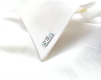 Magnetic Personalized Letter Shirt Collar Pin,Tie tack pin Initial with Magnetic back, Brooch ,Men's Accessory,Magnetic , Wedding Tie Tack.