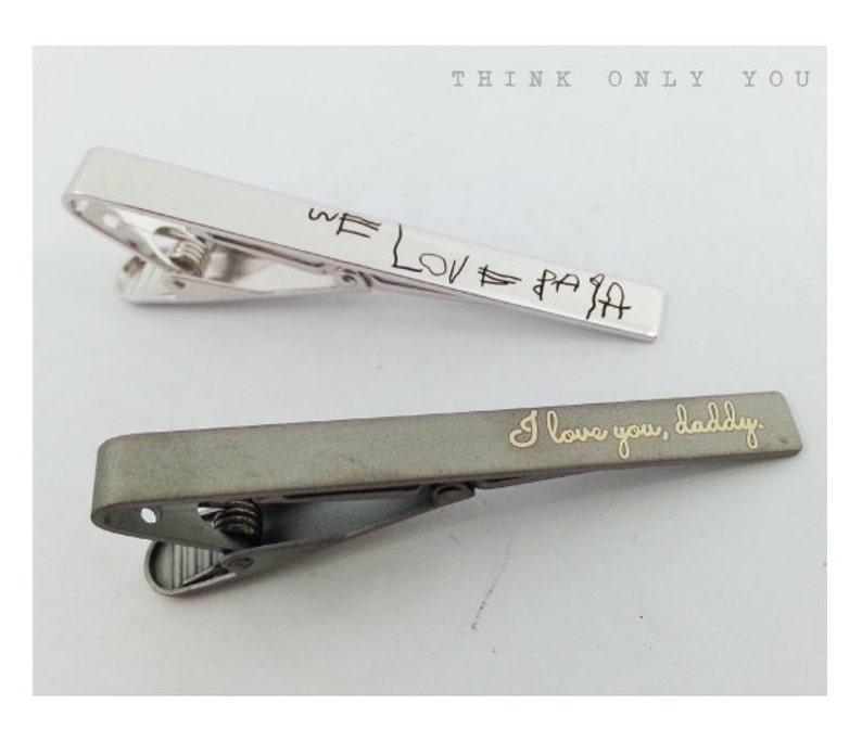 Wedding Child/'s Drawing,Father/'s Day Gift Actual Handwriting Team Groom Tie Bar Personalized Groomsmen Gift. Tie Clip Mens