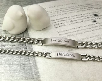 Set of 2  Pinky Promise Bracelets His & Hers Bracelet set,Gift ,Handwriting Bracelet,Couples His and Hers Friendship Bracelets,custom name