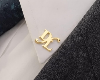 Personalized Initial Lapel Pin – Custom Gold Letter Collar Pin for Men, Monogram Tie Clip, Groom Gift, Wedding Accessory, Custom Brooch pin