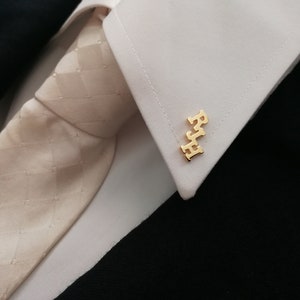 Personalized Letter Shirt Collar Pin, Man Brooch, Gift For Him, Men&#39;s Accessory,Tie tack pin Initial, Wedding Tie Tack, Best Man Gift Idea.