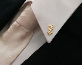 Personalized Letter Shirt Collar Pin, Man Brooch, Gift For Him, Men's Accessory,Tie tack pin Initial, Wedding Tie Tack, Best Man Gift Idea.