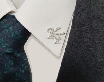 Personalized Letter Shirt Collar Pin, Man Brooch, Gift For Him, Men's Accessory,Tie tack pin Initial, Wedding Tie Tack, Best Man Gift Idea.