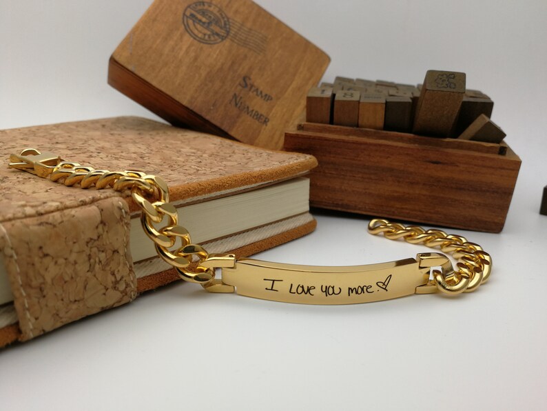 Gold Bracelet for Men Engraved Signaturepersonalized custom Etsy