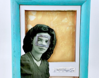 She Was Always Getting Framed handmade assemblage box