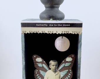 Butterfly Me To The Moon: original mixed media assemblage art box