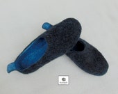 mens wool slippers blue black slippers women 39 s slippers minimalist wool clogs wool felted shoes,felted woolen clogs,blue-black house shoes