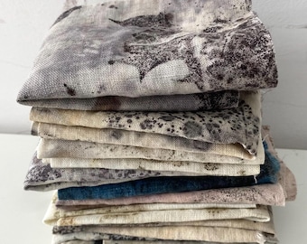 Natuurlijk handgeverfd bestand tegen resten linnen, rustiek linnen, basisstof, meerdere kleuren, collagemateriaal, ambachtelijke stof, quiltstof_7