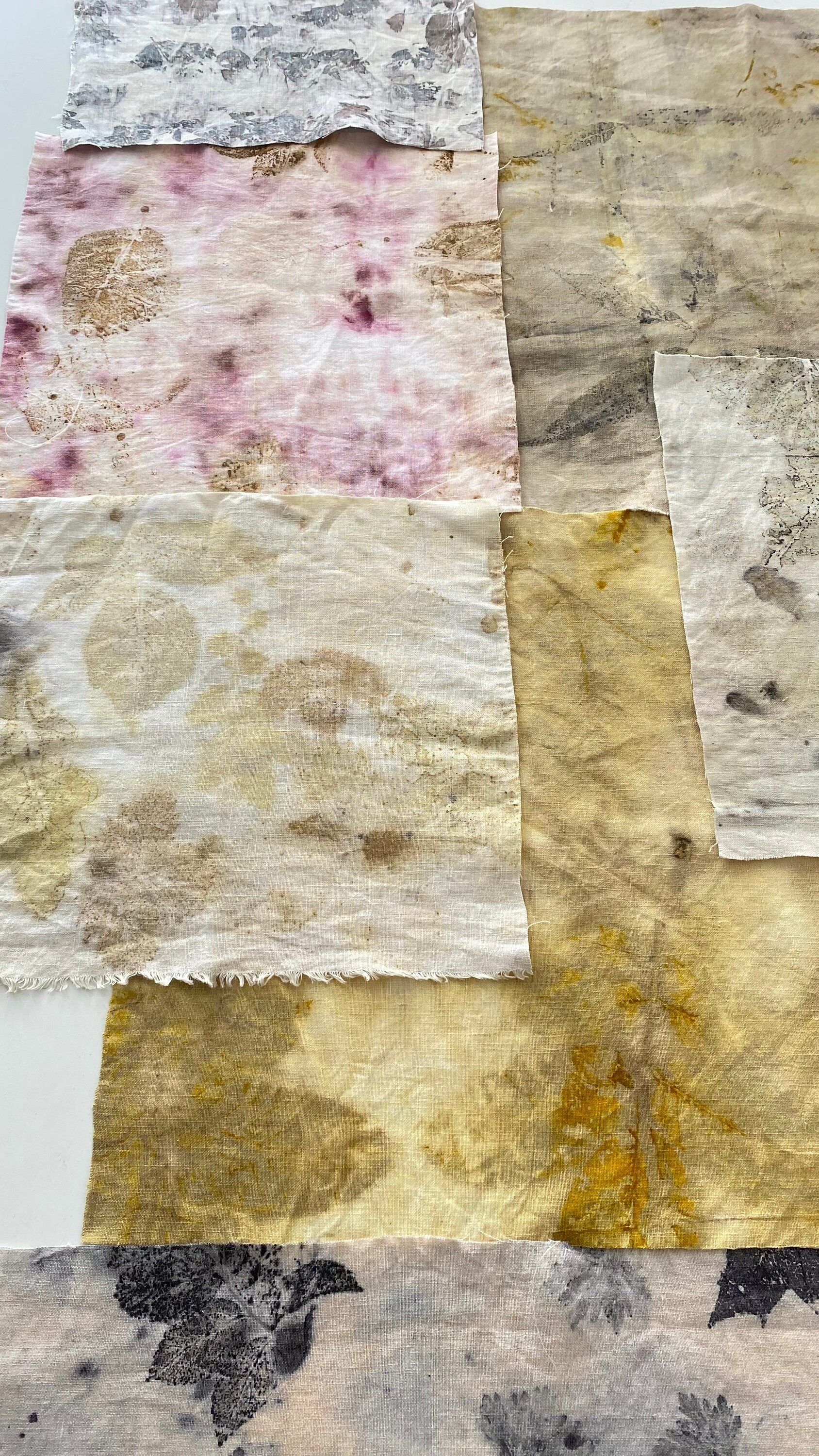 8 Linen Fabric Scraps Gray and Yellow Pink Tones Mix Etsy