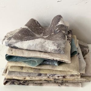 リネン生地の切れ端、裁縫、刺繍、装飾用のリネン生地の残り、エコ植物染めリネン、エコプリントナチュラルリネン_10