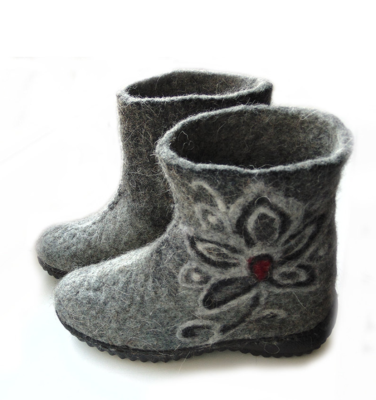 Winter Felt Boots. Felted Wool Boots In Gray. Handmade Etsy