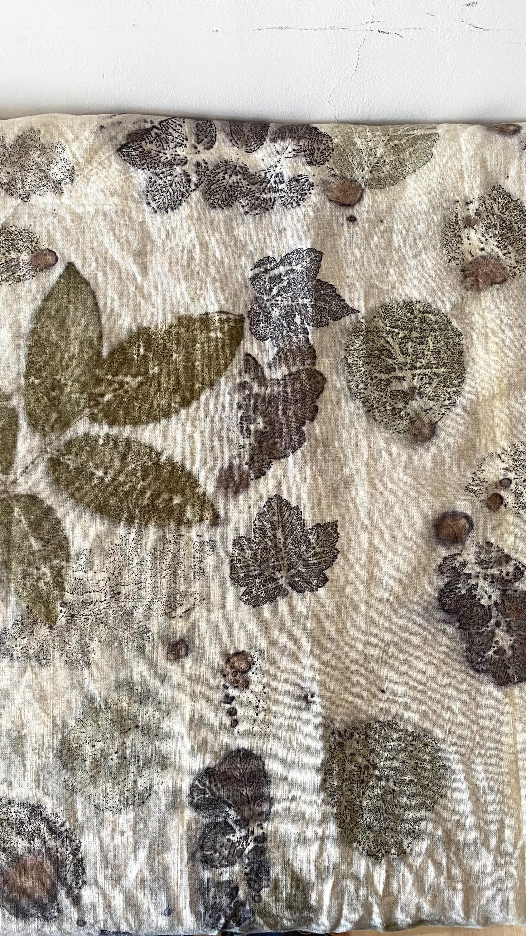 Eco Dyed Linen Scraps, Natural Eco-printed With Plants Leaves Flax ...