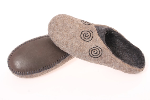 leather and wool slippers