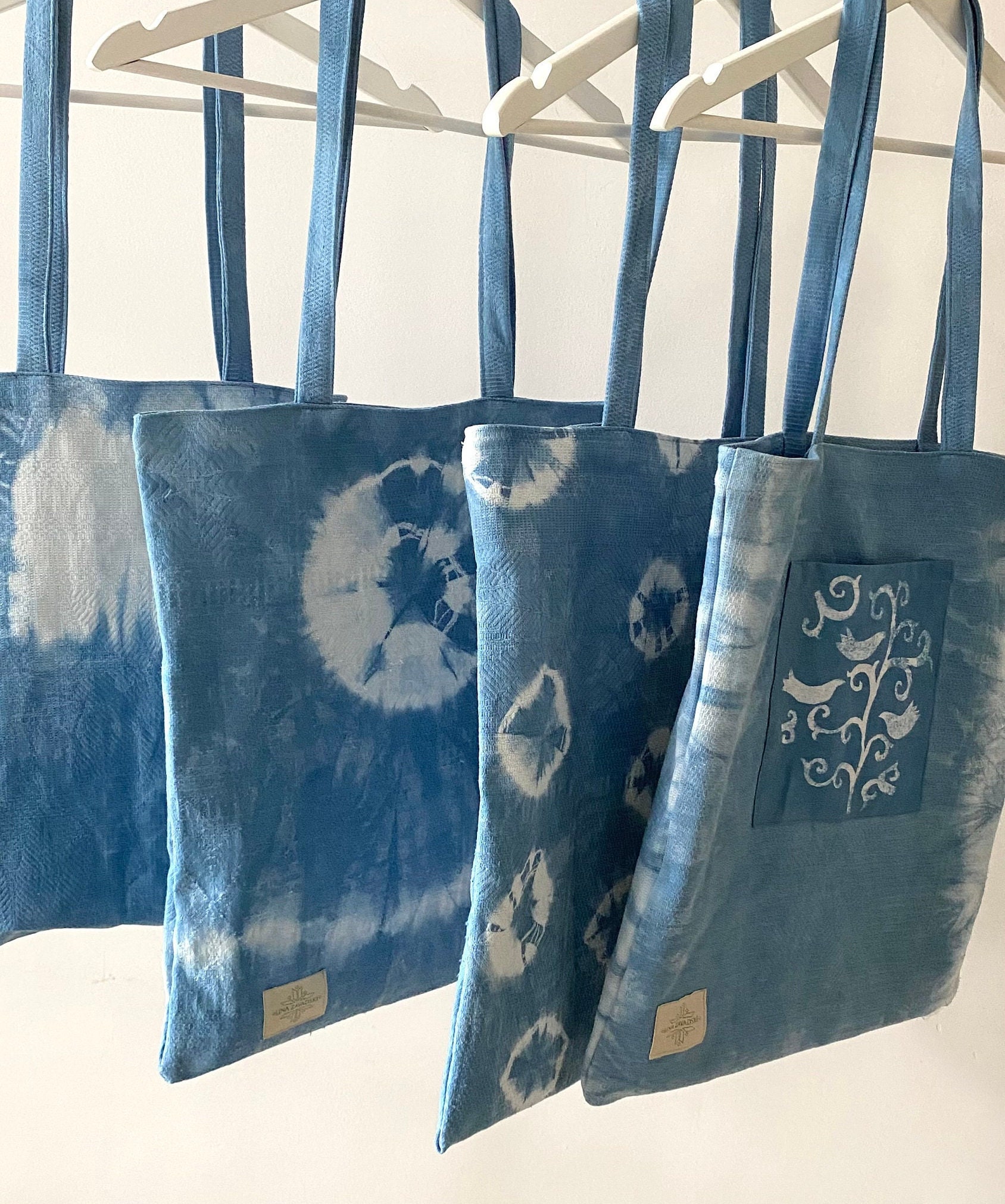トートバッグ インディゴ染め Tote Bag Indigo インディゴ染め トートバッグ ハンドバッグ ワンポイント ロゴ