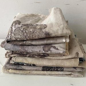 Naturally Dyed Fabric Bundle, Hand Dyed, Rustic Eco-printed, Slow Stitch, Visible Mending, Quilting, Sewing Projects, Textile Art _ 13