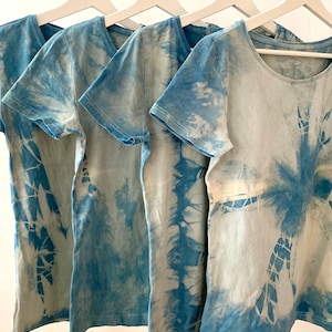 Naturally Dyed T-shirts, Hand-dyed Women Natural Indigo Blue  Eco Friendly Tops, Plant Dyed Cotton Shirt, Sustainable Made Top, Tie Dye
