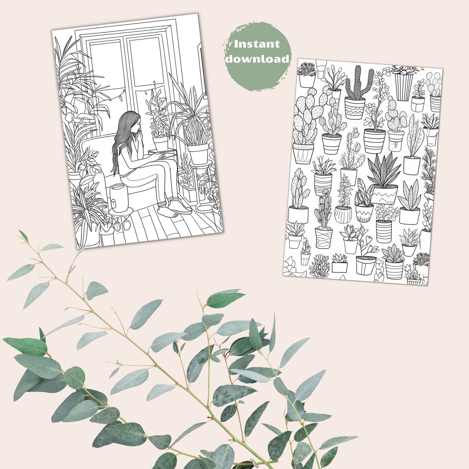 Plant Mom Coloring Book, House Plants PDF, Plant Coloring Pages, Plant ...