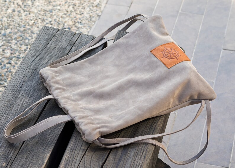 Woman backpack, gray suede backpack, summer backpack, soft leather backpack, simple backpack - ready to ship