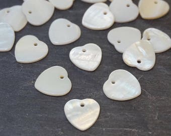 10 hearts punched, mother of Pearl White