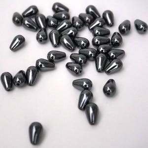 20 hexagons pearls hematite anthracite color