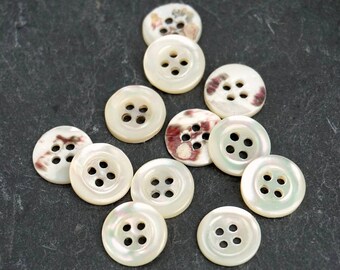 12 Vintage Pearl buttons, 12.5 mm