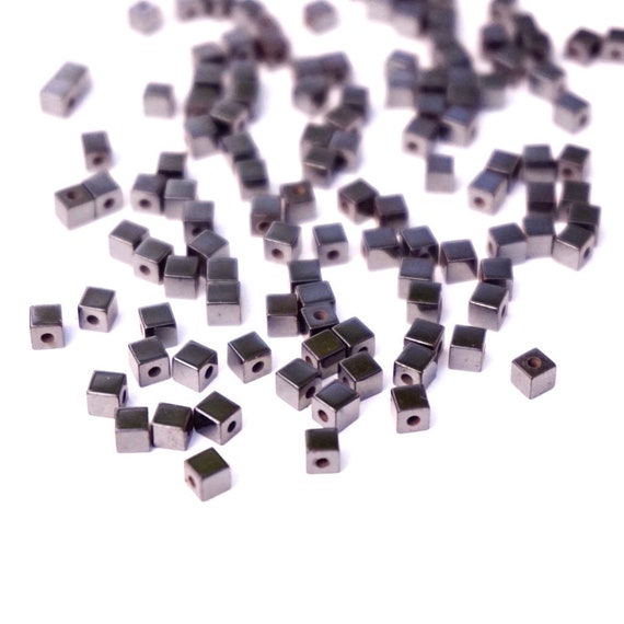 20 hexagons pearls hematite anthracite color