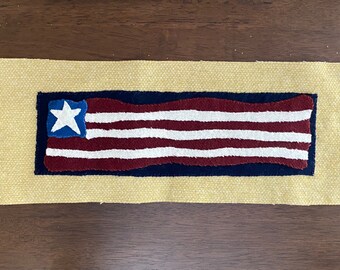 God Bless America Wool Applique Candlemat * Flag * Stars and Stripes * Penny Mat * Table Mat *