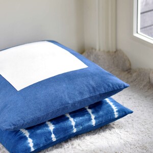 Indigo Square Signal Flag Floor Pillow, 26x26 Hand Dyed, Appliqued, Decorative Pillow Cover image 5