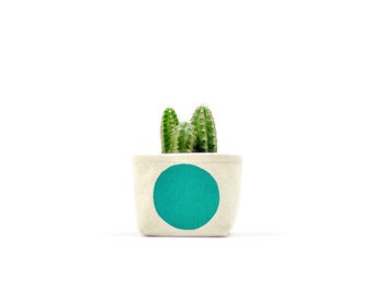 Mini Turquoise Dot Succulent Pot, Blockprint Fabric Bucket