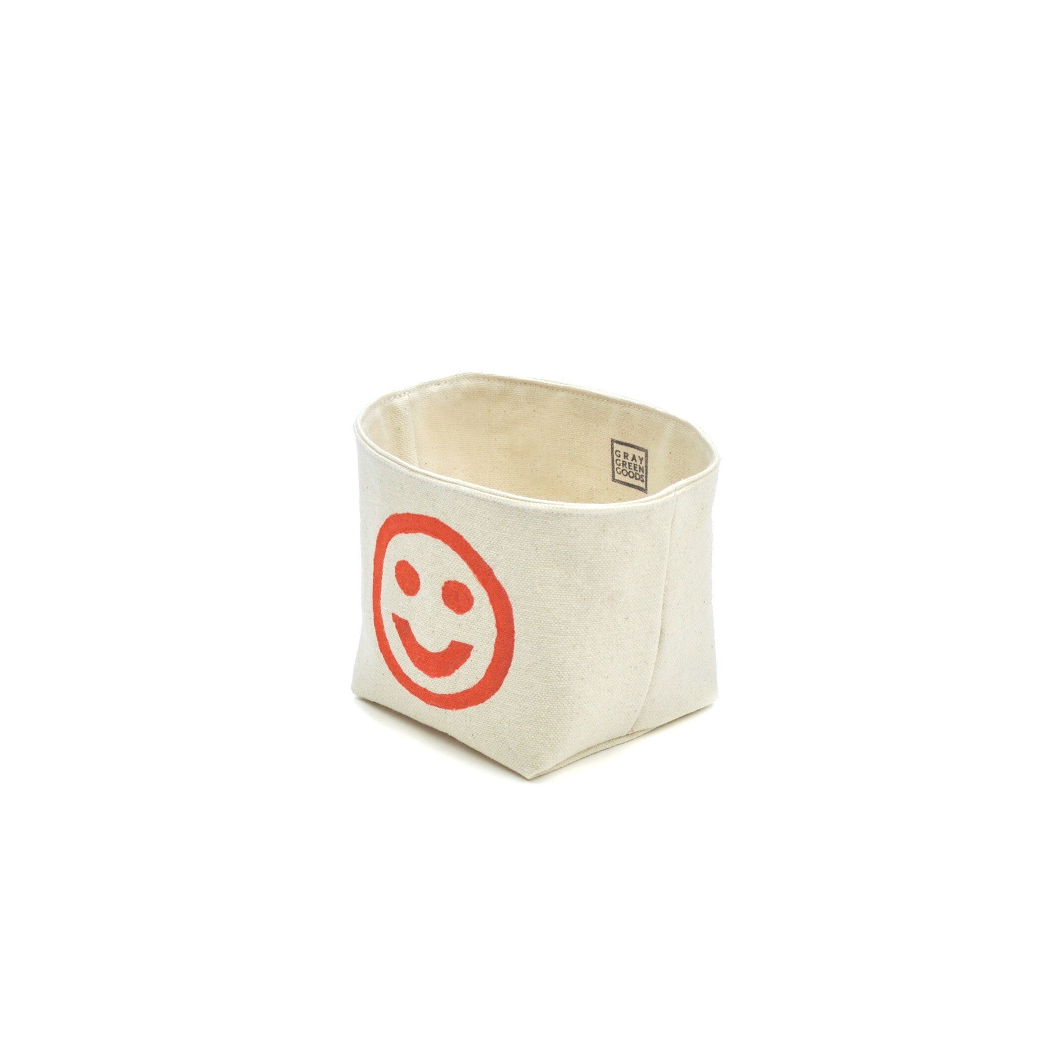 Smiley Face Blockprint Canvas Planter, 4