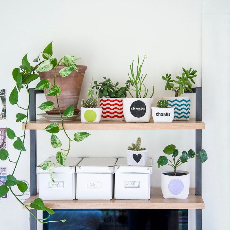 Small Planter, thanks Blockprint Canvas Bucket for Plants and Storage, 3 image 5