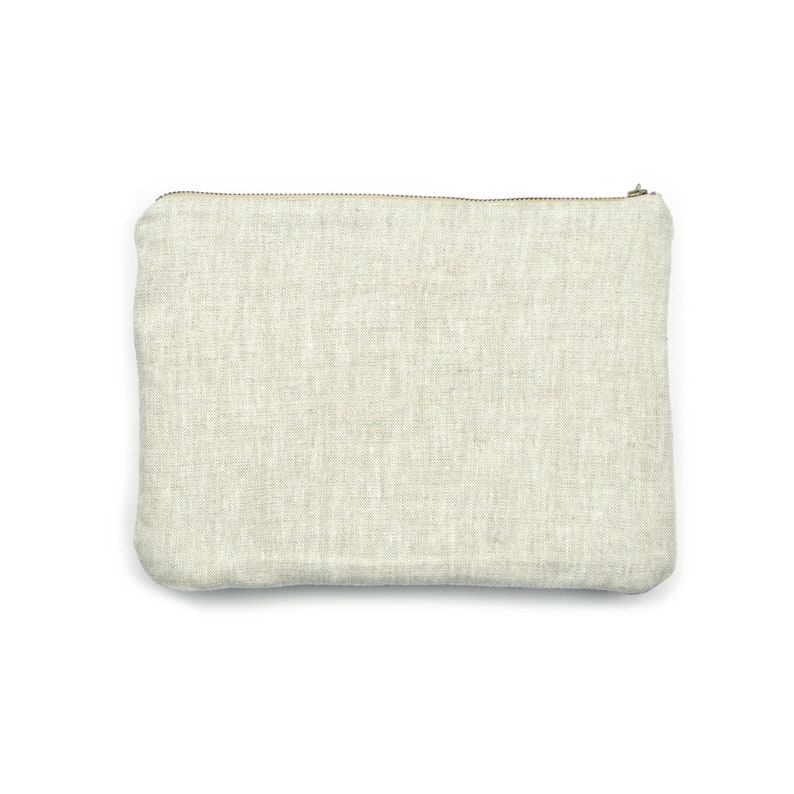 Blockprint Linen Clutch, Vegan Zip Bag image 2