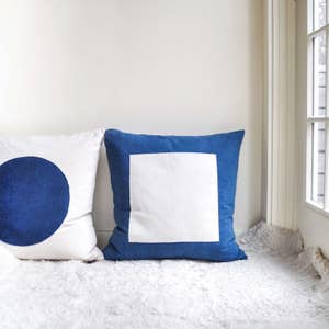 Indigo Square Signal Flag Floor Pillow, 26x26 Hand Dyed, Appliqued, Decorative Pillow Cover image 2