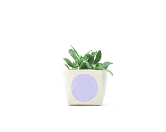 Mini Lavender Dot Fabric Planter, Blockprint Canvas Bucket