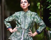 Small, Marge, Floral Print Jacket, Vintage Up cycled Fabric, Handmade Kantha Jacket